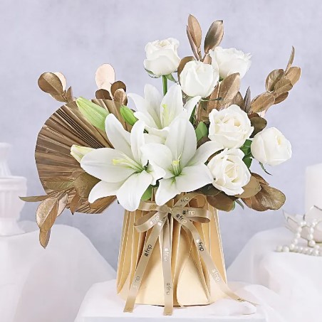 Elegant White Lily Serenity Bouquet