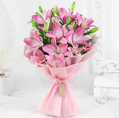 Admirable Pink Asiatic Lilies Bunch