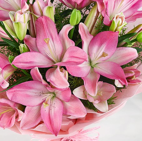Admirable Pink Asiatic Lilies Bunch