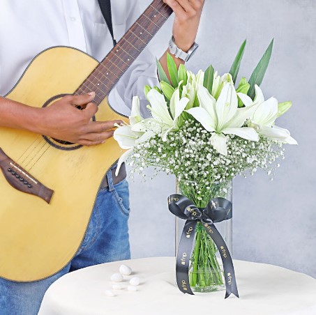 Serene Lilies With Guitarist Symphony Gift 10 to 15 Min