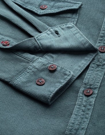 Men Teal Blue Regular Fit Self Design Pure Cotton Casual Shirt