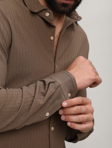Classic Self Design Spread Collar Casual Shirt