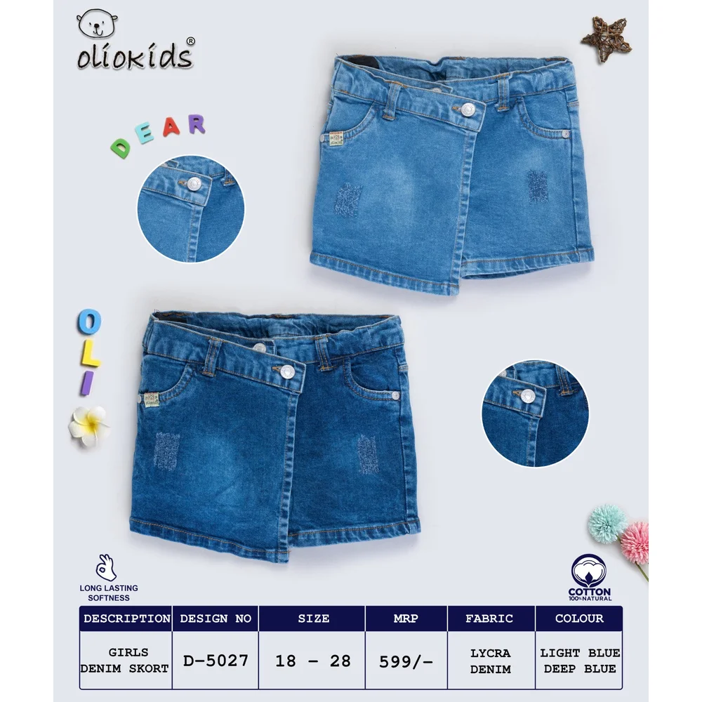 Oliokids Girls DenimSkort, 0