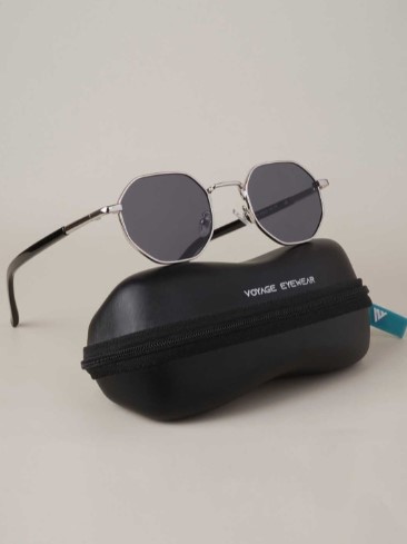 Unisex Black Lens & Silver-Toned Round Sunglasses with UV Protected Lens