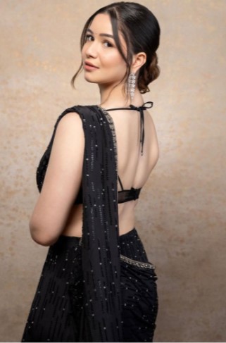 Midnight Designer Black Saree with Sequin Embroidery