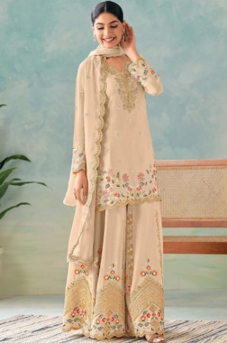 Ivory Glow Chinon Embroidered Salwar Suit