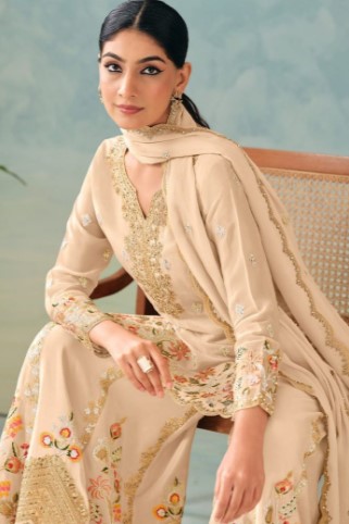 Ivory Glow Chinon Embroidered Salwar Suit