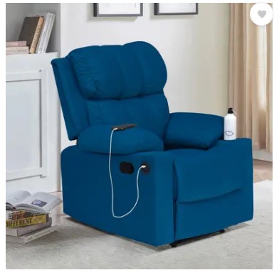 ARRA Royale Relaxer Fabric 1 Seater Manual Recliner With Pull-Out Lever - Navy Blue Fabric Manual Recliner  (Finish Color - Navy Blue, DIY(Do-It-Yourself))