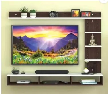ONEDEEP C Shape Engineered Wood TV Unit Engineered Wood TV Entertainment Unit  (Finish Color - Black & White, DIY(Do-It-Yourself))