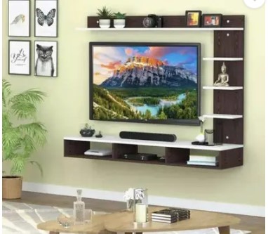 ONEDEEP C Shape Engineered Wood TV Unit Engineered Wood TV Entertainment Unit  (Finish Color - Black & White, DIY(Do-It-Yourself))