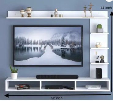 Aariwoody Futuristic Carving Engineered Wood TV Entertainment Unit  (Finish Color - White, DIY(Do-It-Yourself))